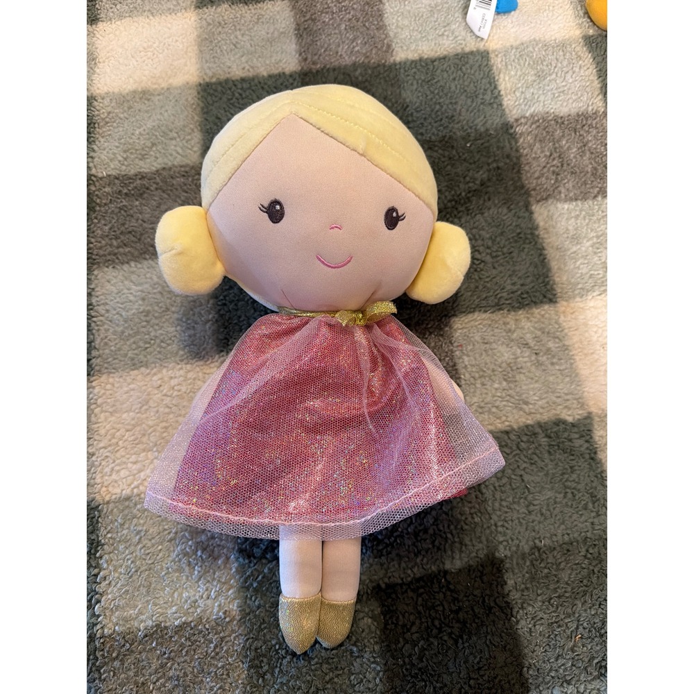 Carters Blonde Plush Doll Pink Glitter Tulle Dress Gold Shoes Soft Toy 2023